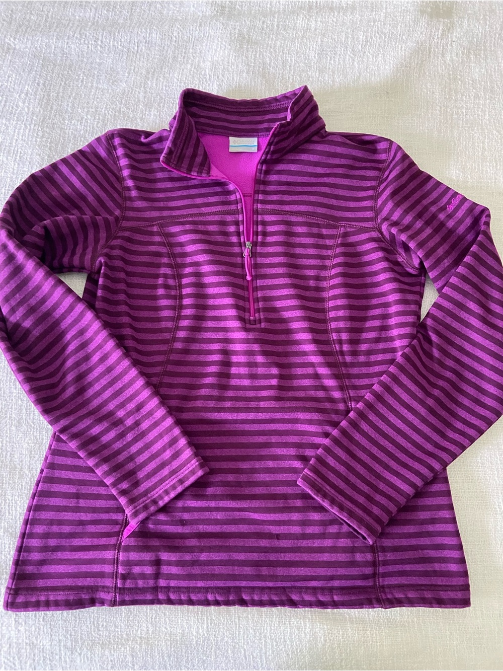 Columbia Purple Striped Quarter-Zip Fleece Pullover Women’s Medium - Picture 1 of 16
